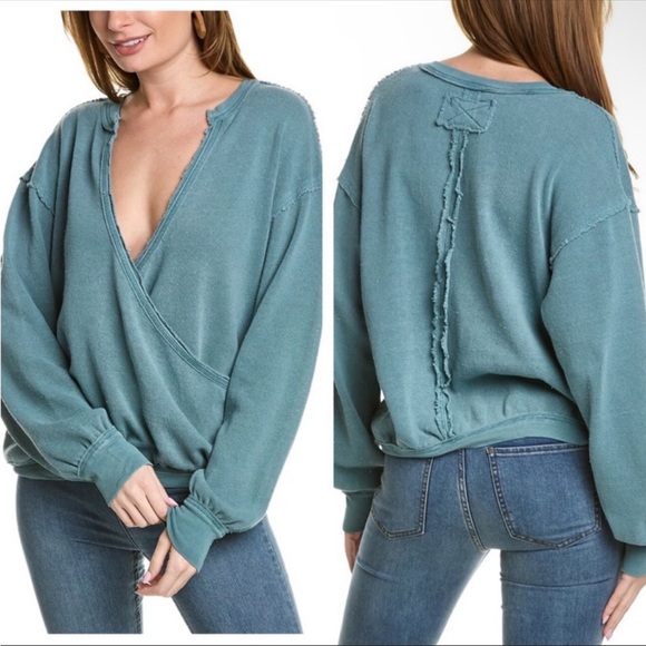 Free People Anyway Long Sleeve Tee In Deep Teal. NWT! Sz XL - Picture 4 of 14